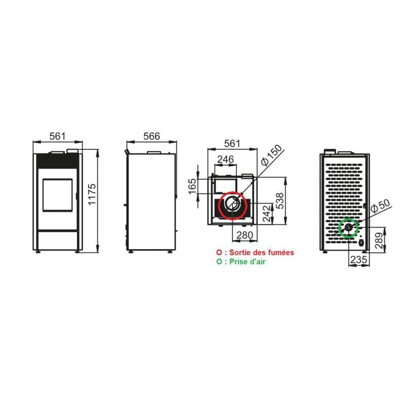 Poêle mixte hybride ventilé bois granules - BRONPI Hybrid 10 kW – Image 7