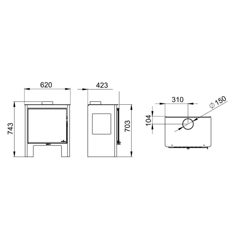 Poêle à bois 3 vitres raccordable - BRONPI Loreto 10 kW – Image 9