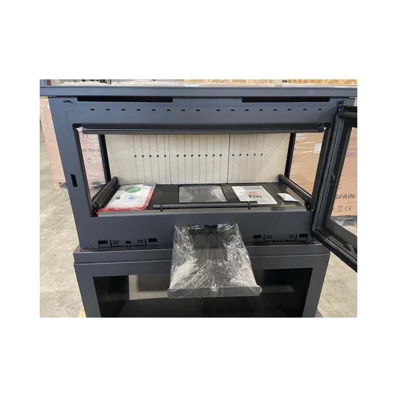 Poêle à bois raccordable 3 vitres avec bûcher - FIREMATIC Calgary - L 13.5 kW – Image 7
