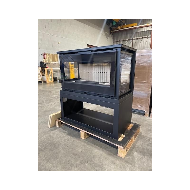 Poêle à bois raccordable 3 vitres avec bûcher - FIREMATIC Calgary - L 13.5 kW – Image 3