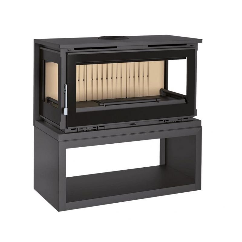 Poêle à bois raccordable 3 vitres avec bûcher - FIREMATIC Calgary - S 12.5 kW – Image 3