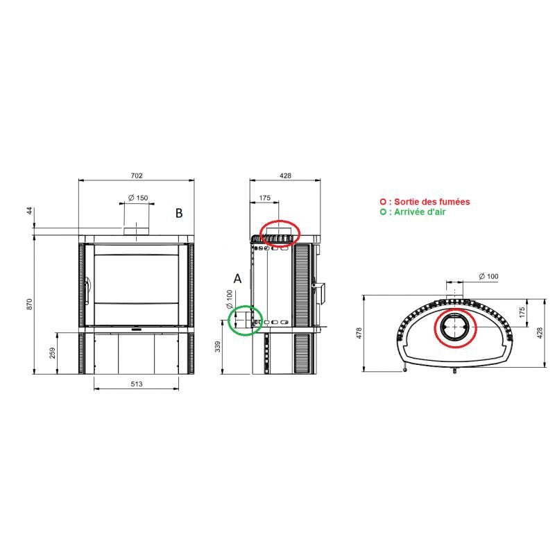 Poêle à bois raccordable en fonte - LA NORDICA Jennifer.16 7.7 kW – Image 3